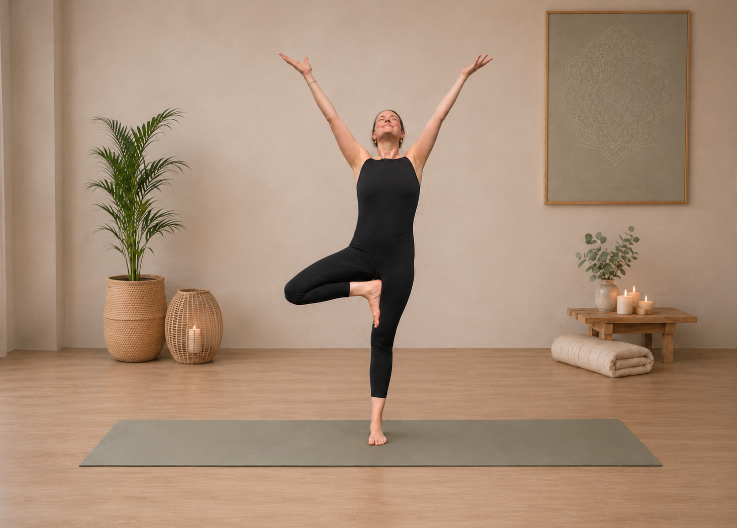 Anneke Reich in der Baum-Yogapose